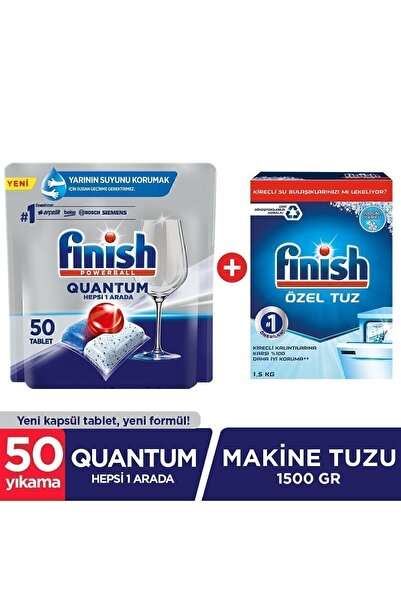 Finish Quantum 50 Tablet Bulaşık Makinesi Deterjanı + Tuz 1500 gr