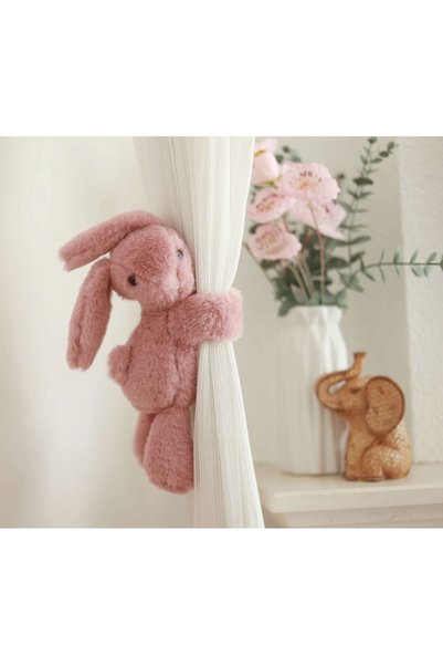 Littleandmoreofficial Hugging Plush Rabbit Bracelet Baby Kids Room Curtain Room Decor - Pink