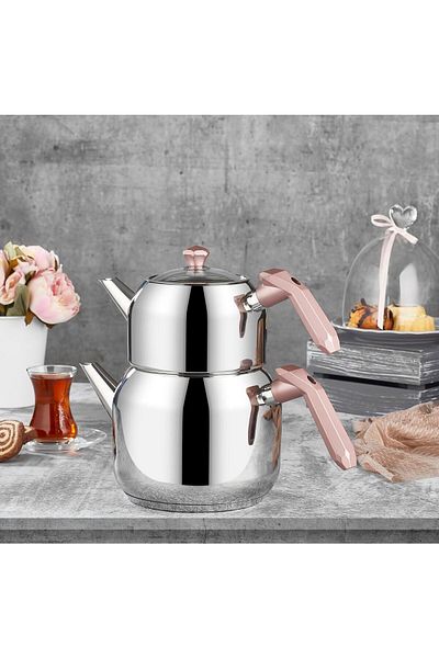 Amboss Opal Stainless Steel - Medium Size Teapot Honeycomb, Handle Metallic