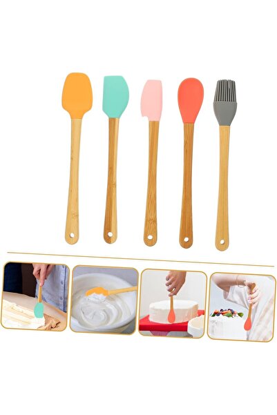 Ekostem Set of 5 Colorful Bamboo Silicone Small Spatulas