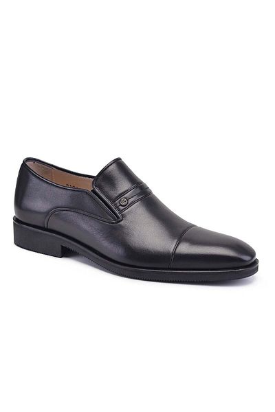 Nevzat Onay Genuine Leather Black Men's Classic Shoes - Laceless
