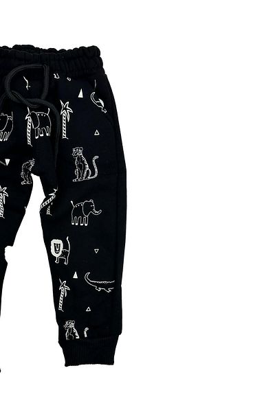 JOJO Animal Patterned 3 Thread Men's Trousers Black
