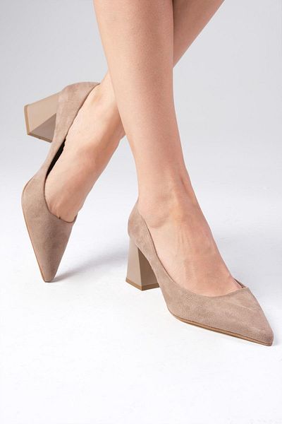 Mio Gusto Дамски обувки на ток Fleur Mink Suede Block