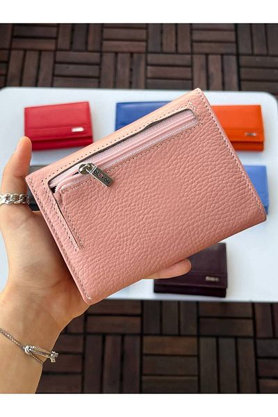 DERKON LOVELY MODEL GENUINE LEATHER MEDIUM WOMEN'S WALLET POWDER PINK