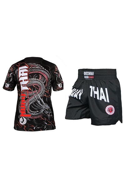 DO-SMAI Ψηφιακό τυπωμένο διπλό μποξ Kick Boxing Muay Thai Sports T-Shirt Σετ σορτς