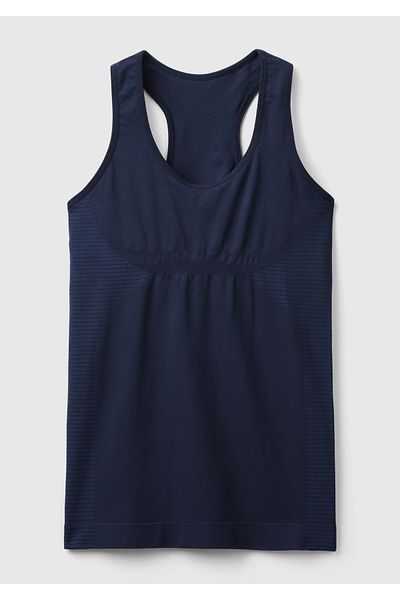 United Colors of Benetton Dark Navy Blue Women's Sports Top with Logo Embroidered on the Back - Strap Detail and Support