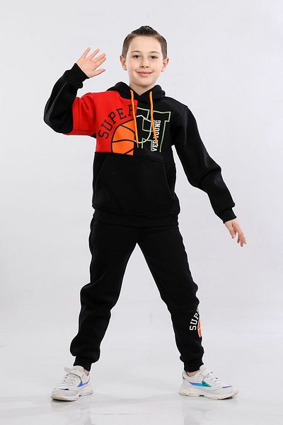 MORNIO Boy's Red Tracksuit Set - Three String Hooded, Mrn51212