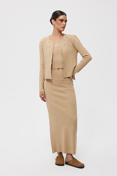 Seda Yalçın Atelier Beige Stone Detailed Knitwear Triple Set