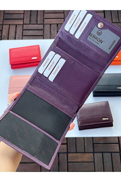 DERKON LOVELY MODEL PIELE VERITĂ DIMENSIUNE MEDIE PORTOfel FEMEI MOV