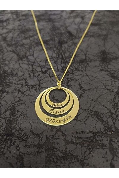 Genel Markalar 3'lü Halka Isimli Kolye 925 Ayar Gümüş Kaplama