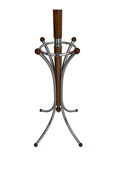 TOLUNAY Portmanto Ayaklı Askılık Kromajlı Bambu X Model Ceviz