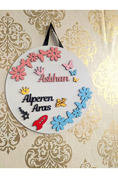 TASARIM35 Children's Room Wooden Door Ornament