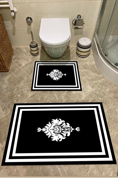 SÜNGERSAN Bath Mat Toilet Set Set of 2 with Non-Slip Base