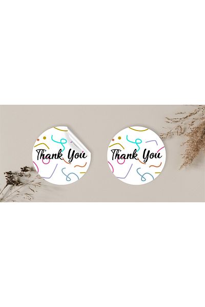 anka design 48 Pieces of Coated Sticker - Packaging and Shipping Label (4X4Cm) - Thank You