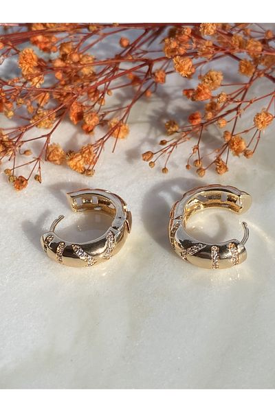 Disba Accesories Modern Zircon Stone Special Production Hoop Earrings