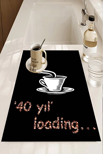 SÜNGERSAN Bulaşık Kurutma Örtüsü Bulaşıklık Kahve Makinesi Matı Tezgah Üstü S...