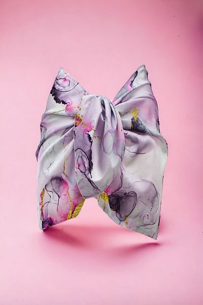pistore New Season Lilac Smoke Patterned Satin Women's Beach Dress - Short Pareo