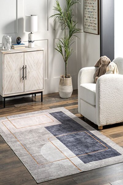 SÜNGERSAN سجادة غرفة المعيشة مطبوعة رقمية غير قابلة للانزلاق - قاعدة قابلة للغسل، للمطبخ والممر