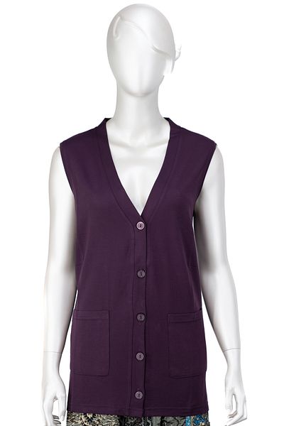 Oppland Glorya Women's Vest - Combed Cotton Fabric, Solid Color, Long Sleeve, Pocket, Comfortable Fit Without Lycra