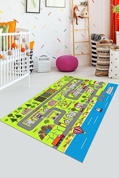 Digital Printed Anti-Slip Floor Washable Road Pattern Children's Room Play Rug