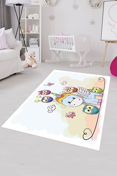 SÜNGERSAN Dijital Baskılı Kaymaz Taban Yıkanabilir Tay Tüyü Kumaş Çocuk Odası...
