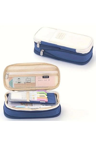 Streak Blue Color Travel Stationery Makeup Bag - Pencil Case and Desk Accessory Organizer