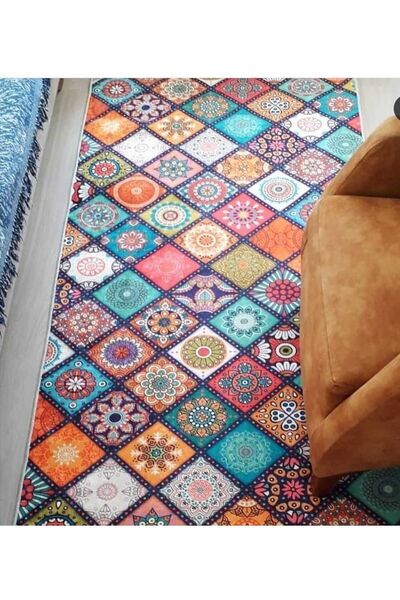 SÜNGERSAN Digital Printed Anti-Allergic Non-Slip Based Kitchen Path - Cleanable with Wipes