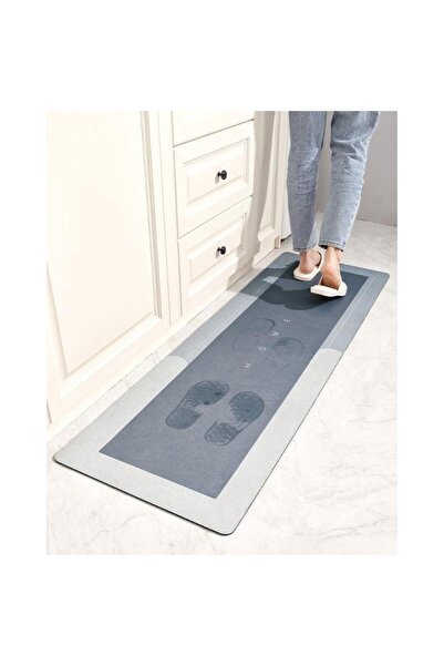 Ekostem Kaymaz Taban Sihirli Su Emen Banyo, Lavabo Paspası 40*120 Cm Gri