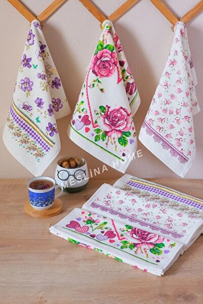 Meslina Home 3 részes 30x50 cm-es nyomtatott konyharuha szett - Virágmintás-hs-nyomtatott-cikk