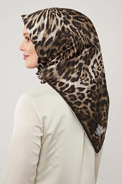 Levidor Bej Leopar Desen Trend Twill Eşarp