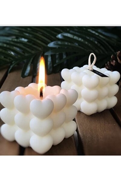 Favori Home 2'li Beyaz Kokulu Kalpli Bubble Mum Takımı