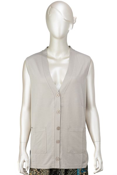 Oppland Glorya Women's Vest - Combed Cotton Fabric, Solid Color, Long Sleeve, Pocket, Comfortable Fit Without Lycra