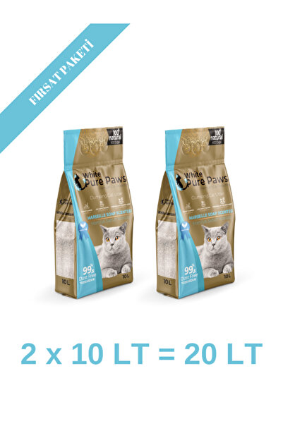 White Pure Paws Ince Taneli Marsilya Sabun Kokulu Bentonit Kedi Kumu 10 Litre...