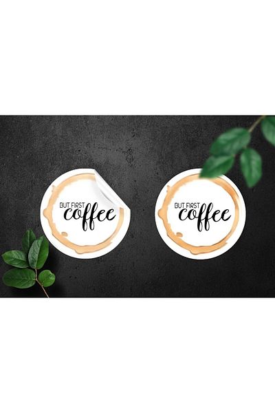 anka design But First Coffee - 48 Pieces Coated Sticker Packaging and Shipping Label (4X4Cm)