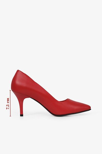 Grasyano Genuine Leather Red Pointed Toe Premium Soft Leather Plain Christmas Comfort 7.5 Cm Thin Heel Stiletto