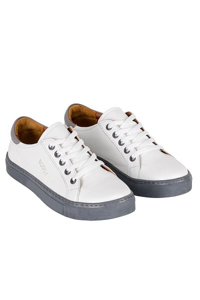 NOOSY Unisex Gray White Genuine Leather Sneaker