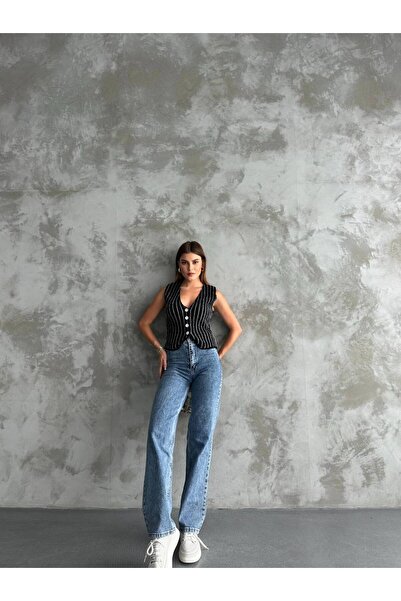 asur boutique Asur Butik - Жіночий смугастий трикотажний жилет стандартного р...