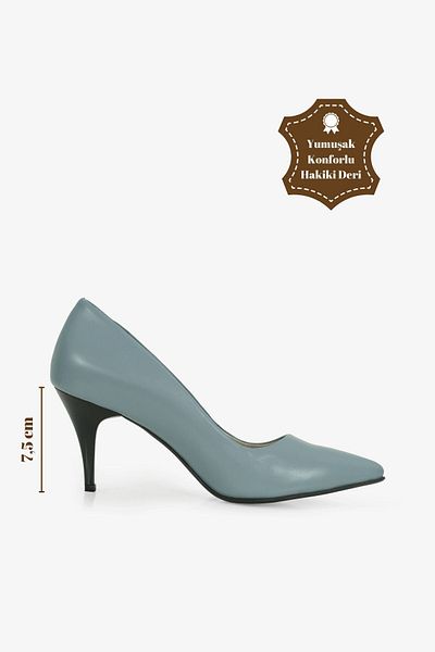 Grasyano Piele naturală albastră vârf ascuțit din piele moale premium model simplu 7,5 cm pantofi confortabili cu toc stiletto
