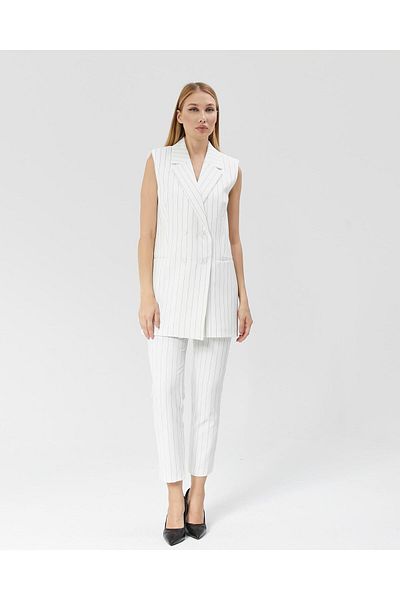 Appleline White Striped Long Women's Vest - Classic Design