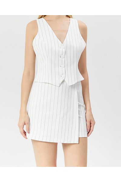 Appleline White Women's Vest - Buckle and Short