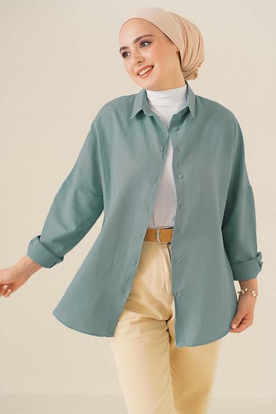 Bigdart 103901 Koszula hidżab oversize Basic – wodna zieleń
