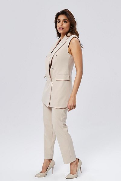 Appleline Vestă clasică vintage pentru femei - cu nasturi, BEIGE