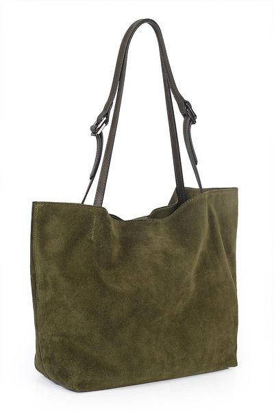 Ysmn Genuine Suede Leather Double Handle Wide Women's Shoulder Bag YC012035HSD