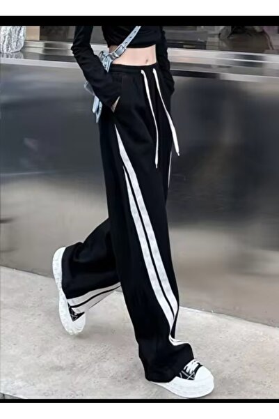 DEEFWEAR Y2k Siyah Örme Pantolon Eşofman