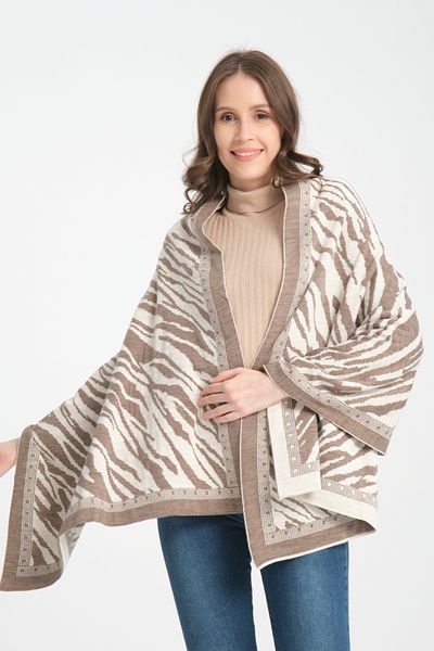 VEGA MODA Άνετο πλεκτό σάλι ώμου με σχέδιο Zebra - Γυναικείο σάλι διπλής κατεύθυνσης
