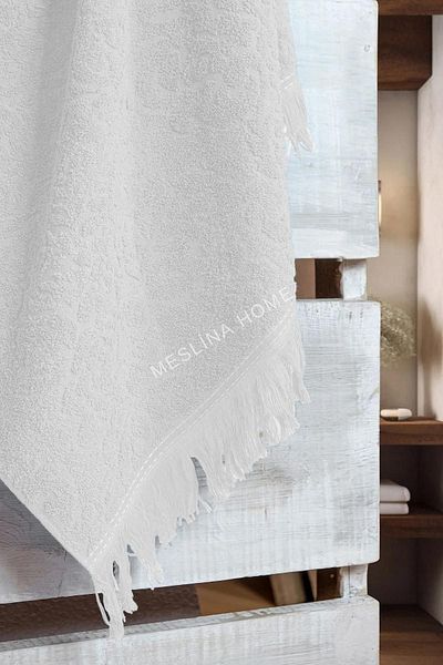 Meslina Home 80X160 Fringed Bath Towel Large Towel-Hs-Banyotek-White