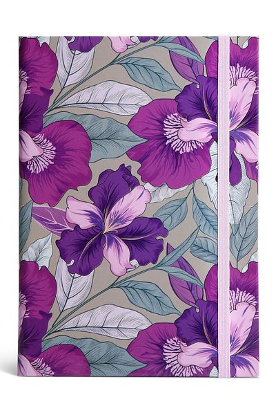 4nio Purple Flower Pattern Notebook with Thick Cover and Line