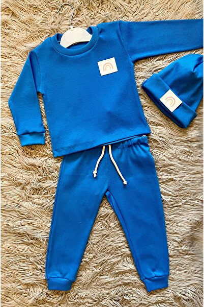 enes baby ribana likralı alt üst şapkalı 3 lü takım