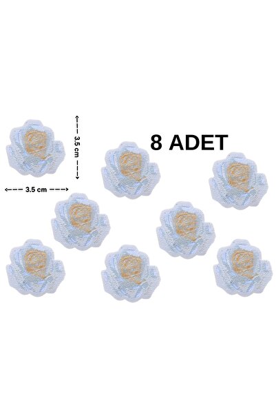 Megas Etiket Ütü ile Yapışan Beyaz Gül Set Dokuma Arma/Yama