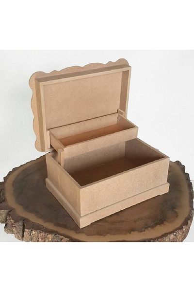 Altınyapı Hobi Market Raw Mdf Unpainted Opening Rectangular Ring Scissors Box